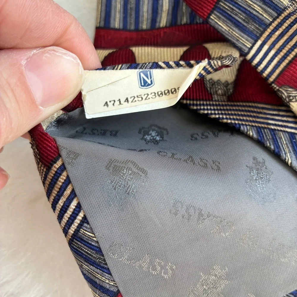 Robert Talbott Best of Class Nordstrom Silk Tie Burgundy Navy Blue Geometric 90s